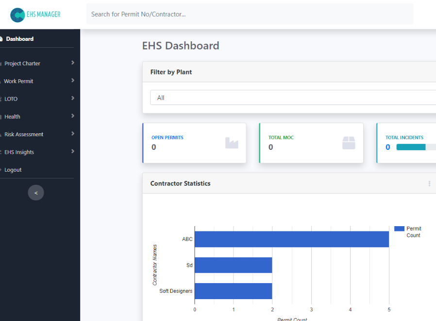 screenshot of EHS Software